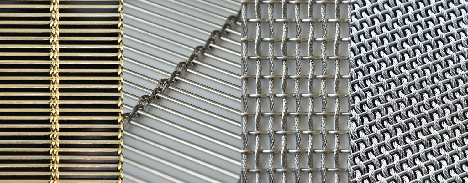 H-Type woven metal drapery panel facade application